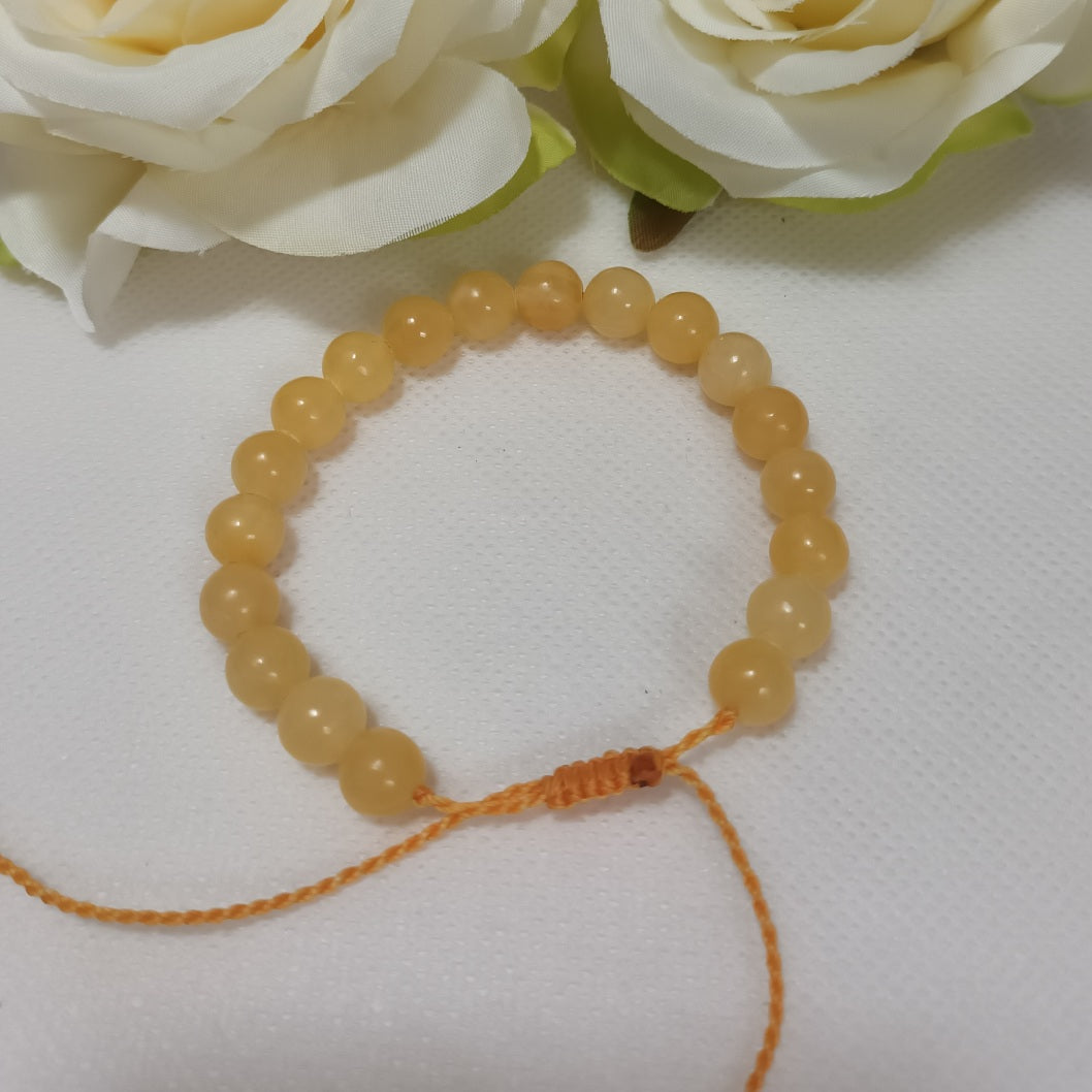 Bracelet calcite orange 8 mm - ajustable