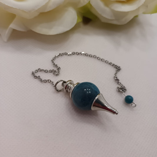 Pendule divinatoire sphère apatite bleue - radiesthésie - pierre naturelle