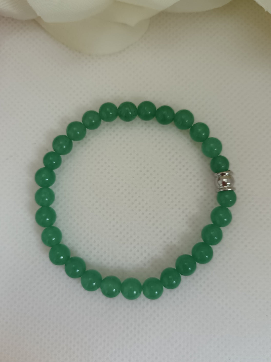 Bracelet aventurine verte 6 mm - perle inox - élastique