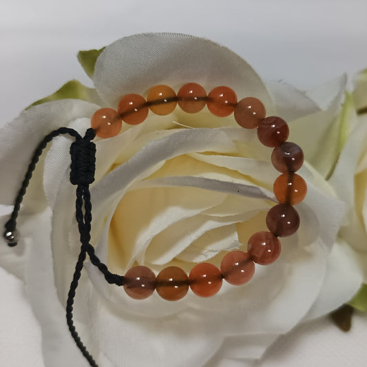 Bracelet agate de feu 6 mm - réglable - enfant