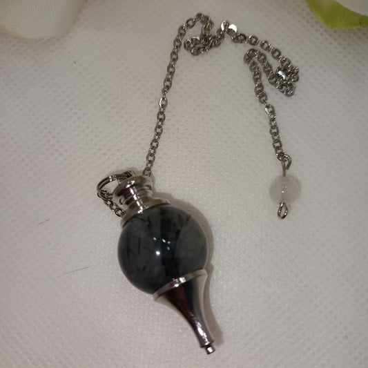 Pendule divinatoire sphère quartz tourmaline - radiesthésie - pierre naturelle