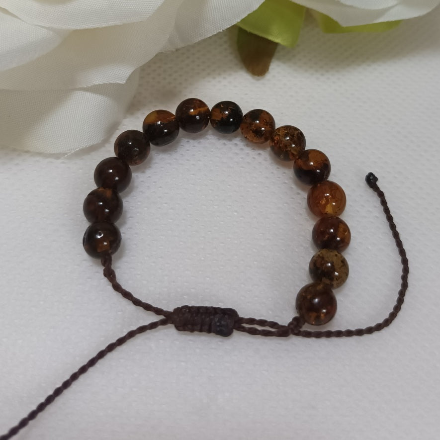 Bracelet ambre naturel 6 mm - ajustable - enfant