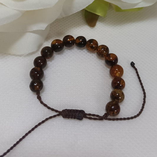 Bracelet ambre naturel 6 mm - réglable - enfant