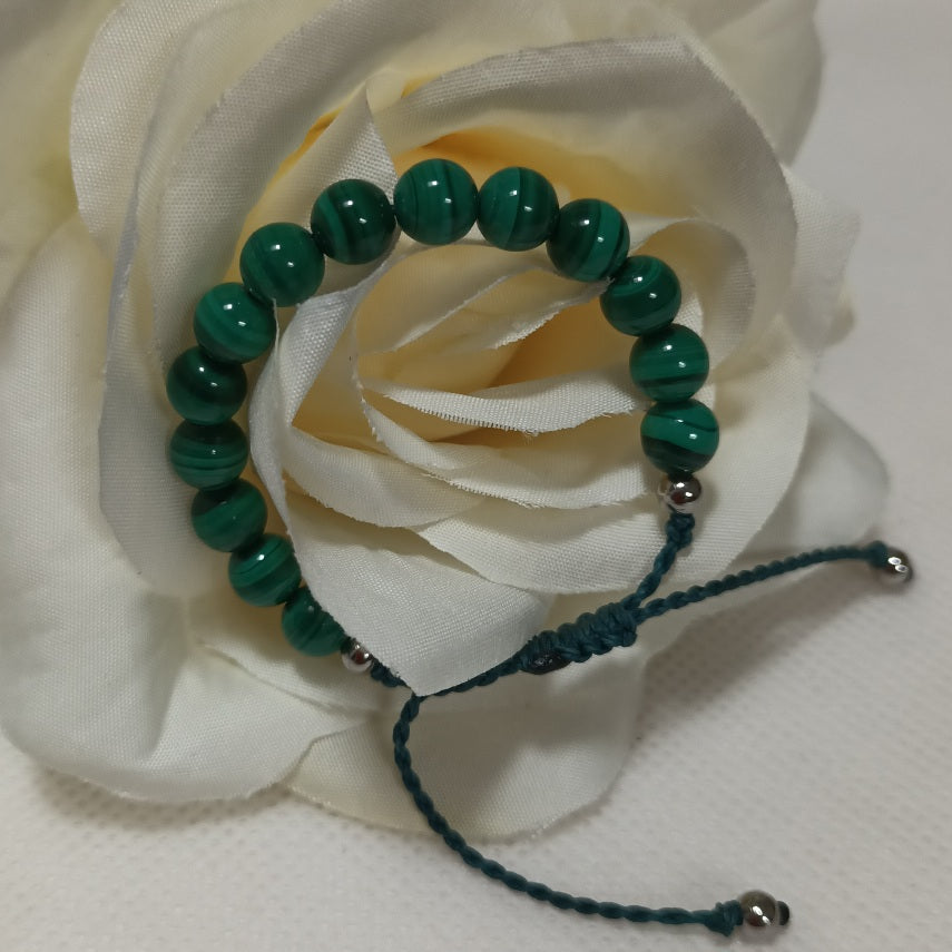 Bracelet malachite 6 mm - réglable - enfant