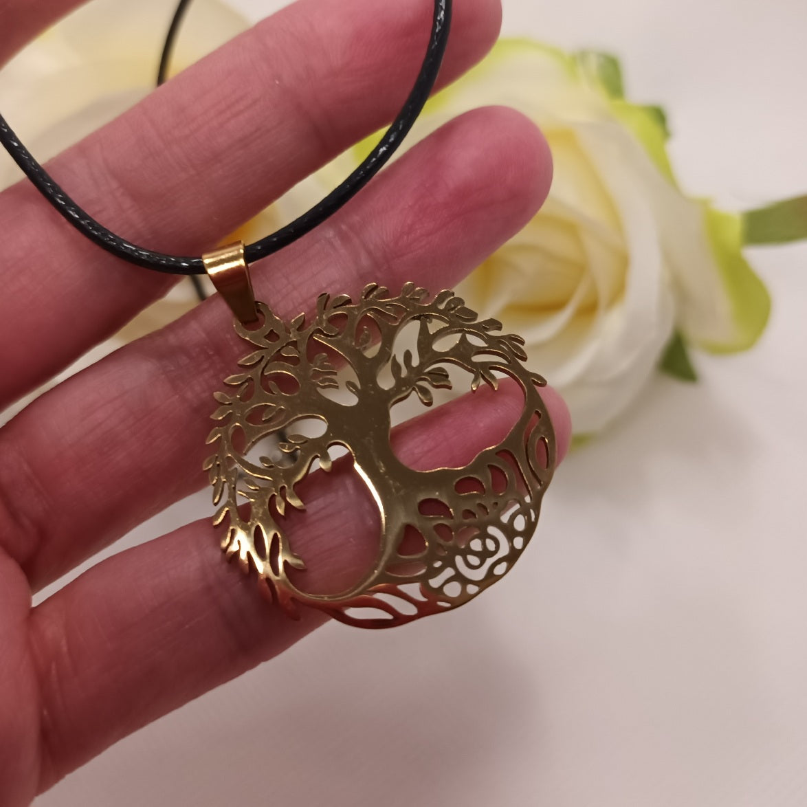 Pendentif Arbre de Vie or - acier inoxydable - 3,5 cm