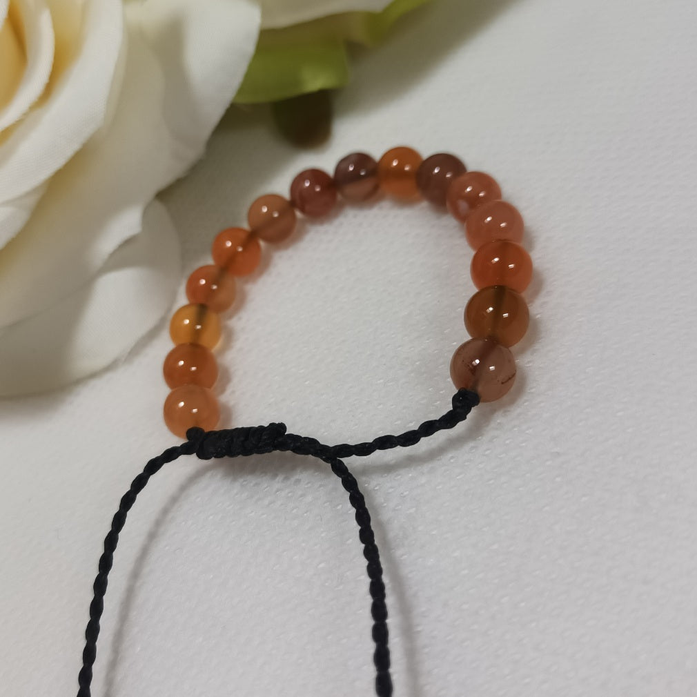 Bracelet agate de feu 6 mm - réglable - enfant