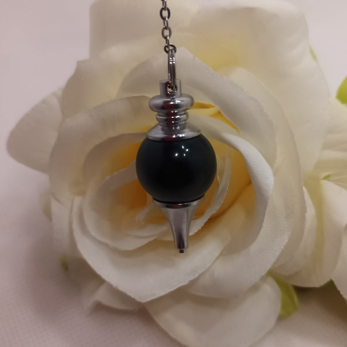 Pendule divinatoire sphère obsidienne - radiesthésie - pierre naturelle