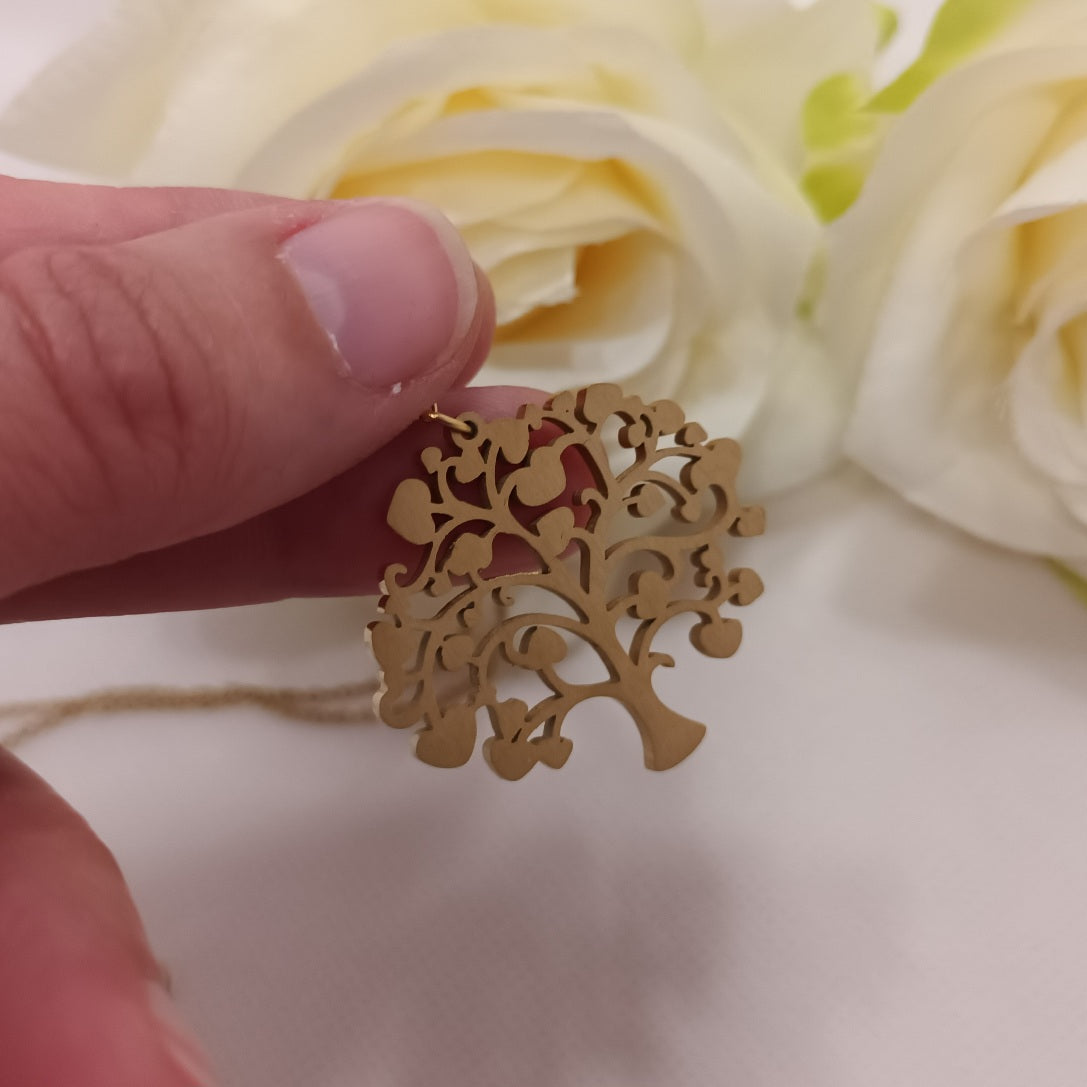 Pendentif Arbre de Vie or - acier inoxydable - 3 × 3,5 cm