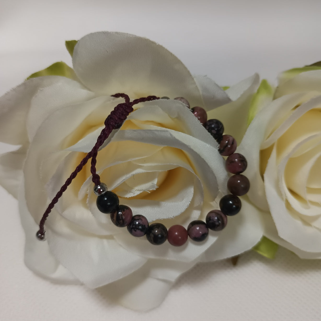 Bracelet rhodonite 6 mm - ajustable - enfant
