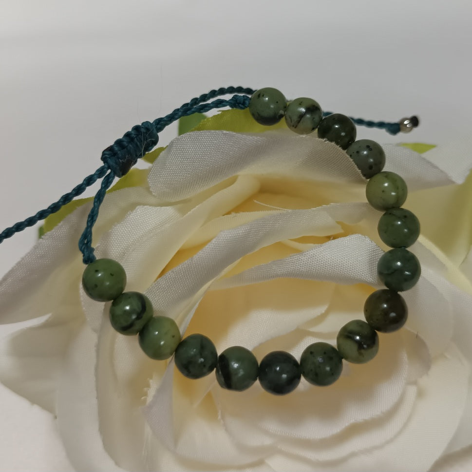 Bracelet jade néphrite 6 mm - réglable- enfant