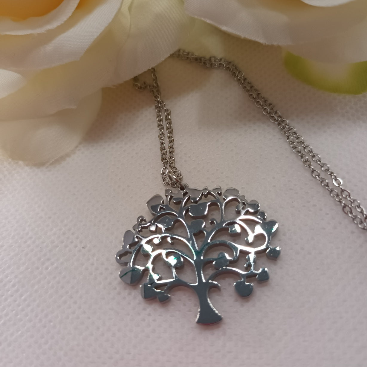 Pendentif Arbre de Vie argent - acier inoxydable - 3 × 3,5 cm