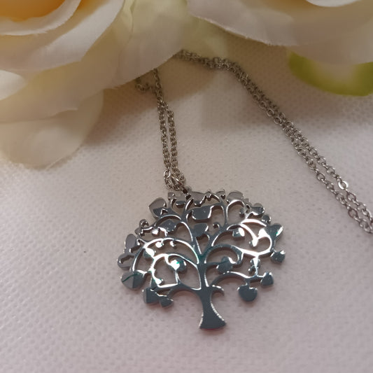 Pendentif Arbre de Vie argent - acier inoxydable - 3 × 3,5 cm