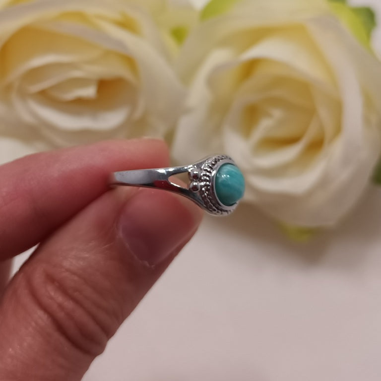 Bague réglable amazonite - laiton rhodié